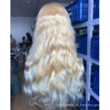 Transparent Blonde Lace Front Human Hair Wigs Pre Plucked With Baby Hair 8- 26 Inch blonde ombre human hair full lace wig